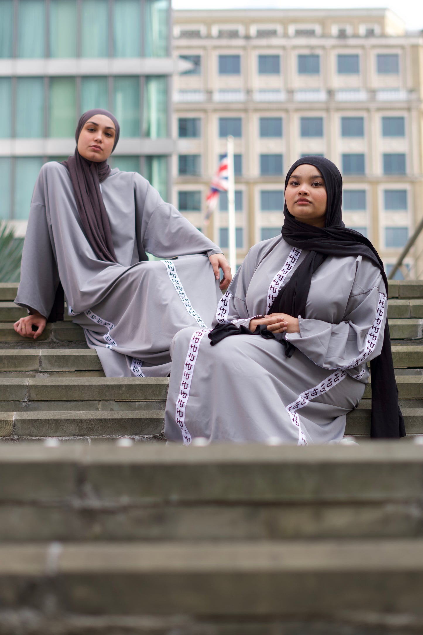 Grey Taped Abaya